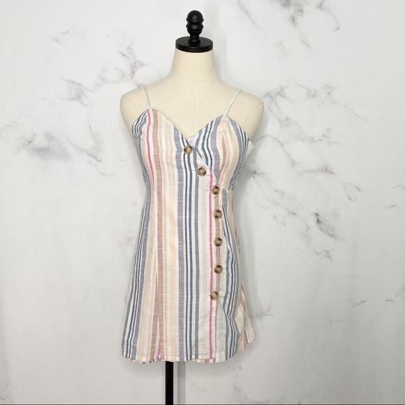 Japna Striped Romper Multicolor Button Front Beach Summer Preppy Size XS - Picture 1 of 12